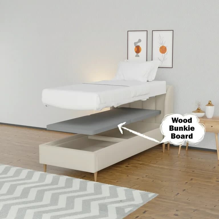 Alternative view of Bunkie Board showing its slim profile and sturdy construction